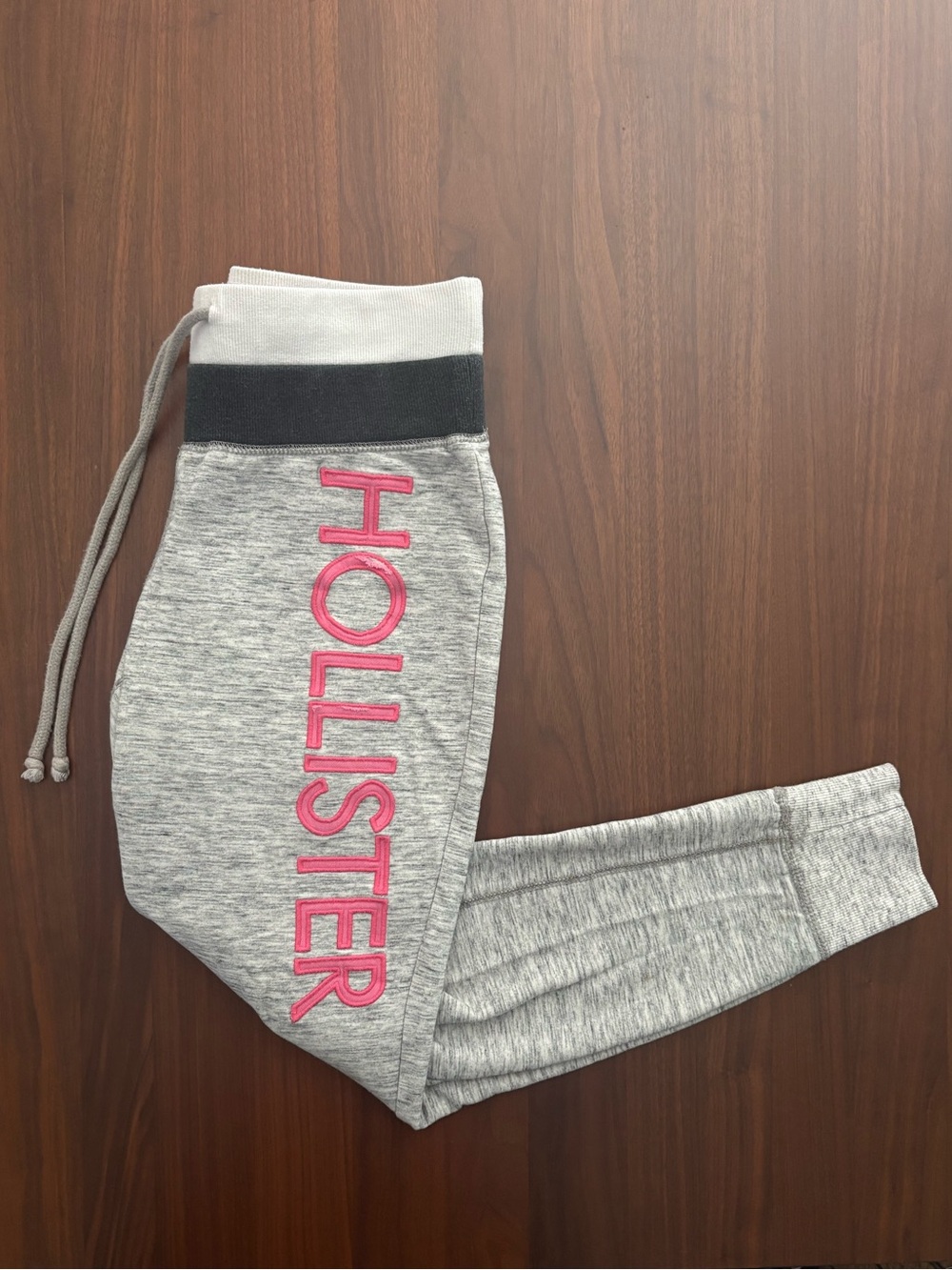 Y2K Hollister Heather Gray Joggers with Pink Logo Accent